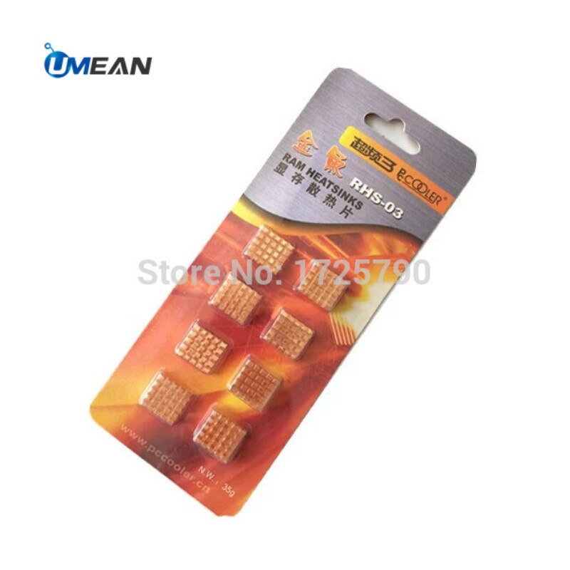 라즈베리 파이 SD RAM DDR 용 순수 구리 방열판 과시계 방열판 전문 냉각 쿨러, 8 개